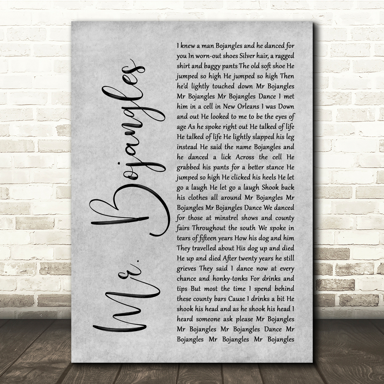 Sammy Davis Jr Mr. Bojangles Grey Rustic Script Song Lyric Quote Music Poster Print