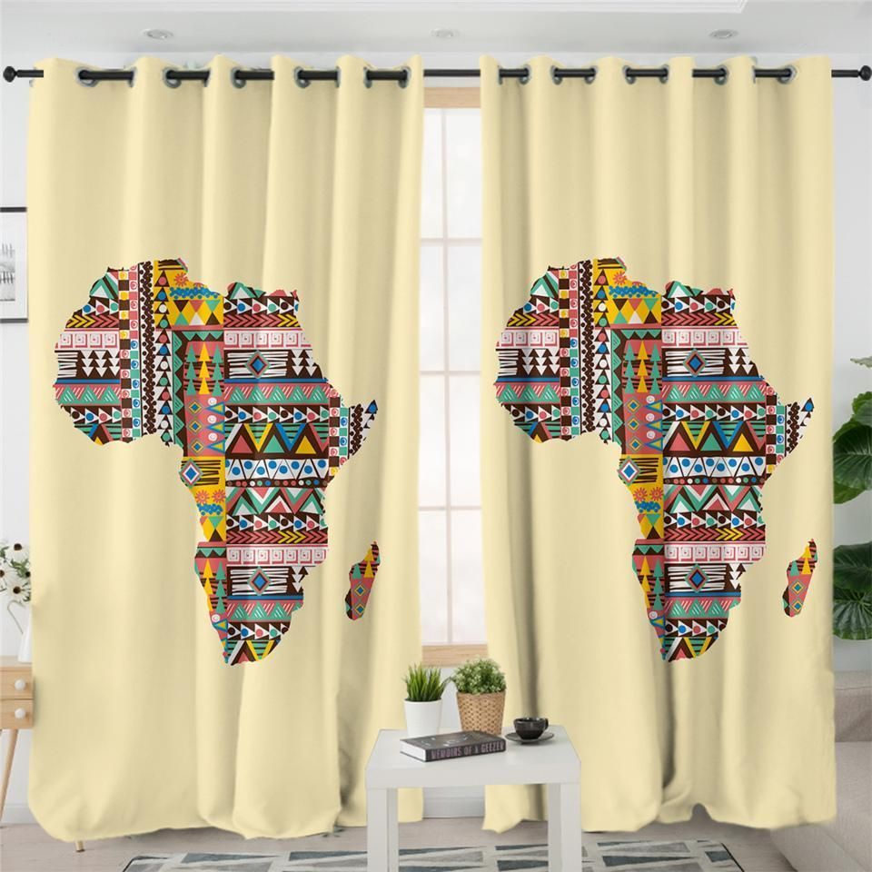 Shape Patterned African Continent Window Curtain Home Decor