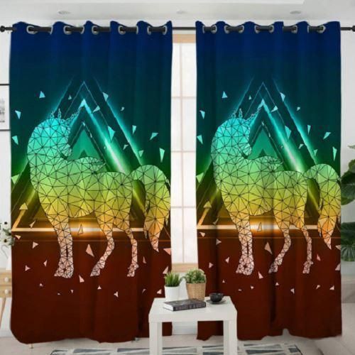 Shining Unicorn Triangle Printed Window Curtain