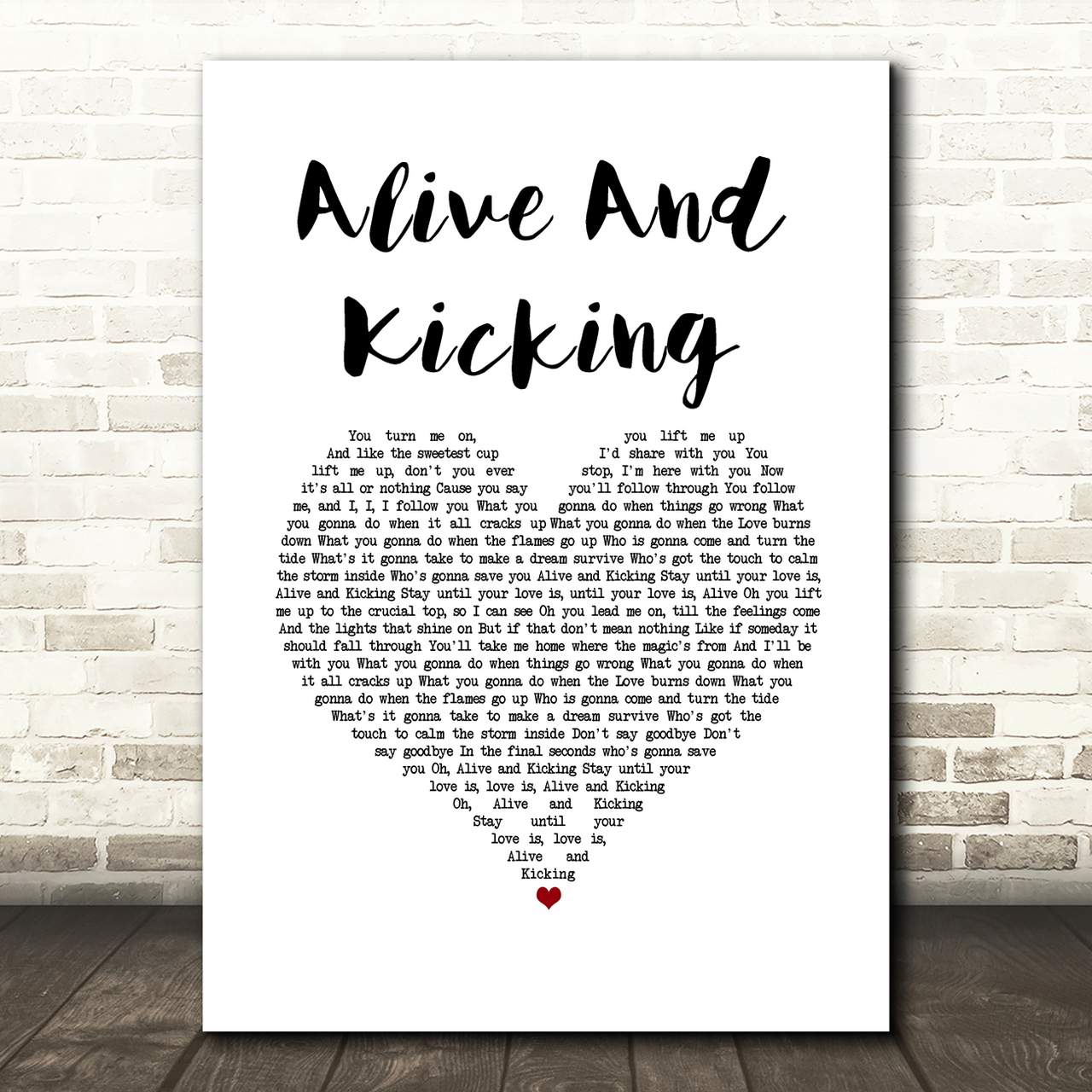 Simple Minds Alive And Kicking White Heart Song Lyric Art Print