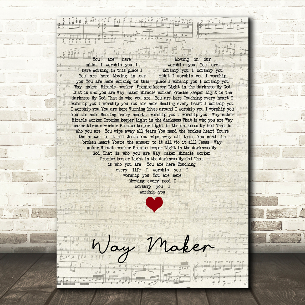 Sinach Way Maker Script Heart Song Lyric Quote Music Poster Print