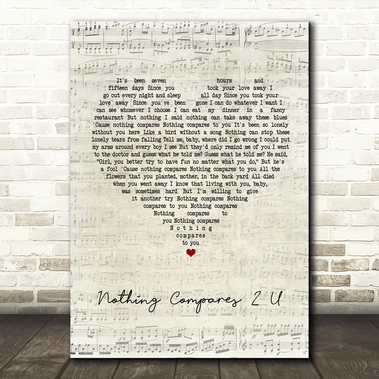 Sinead O'Connor Nothing Compares 2 U Script Heart Song Lyric Print