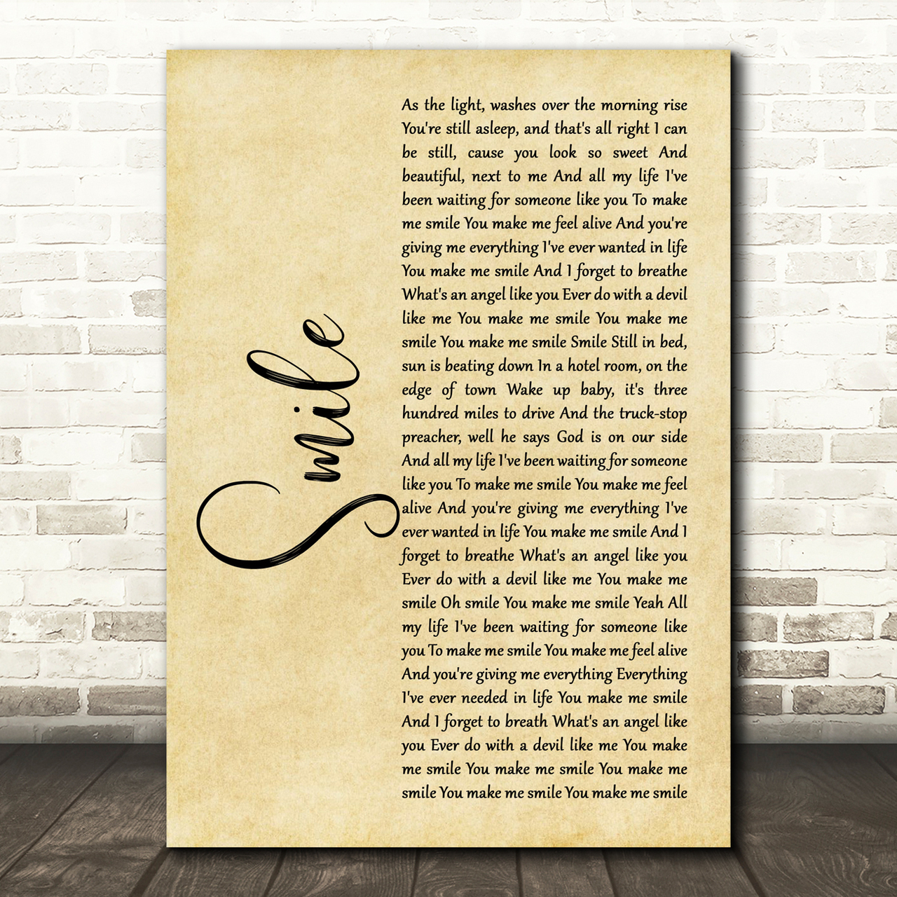 Sixx AM Smile Rustic Script Song Lyric Quote Music Poster Print