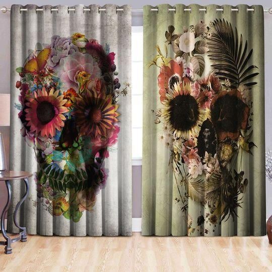 Skull Death Begins A New Starts Printed Window Curtain Home Decor