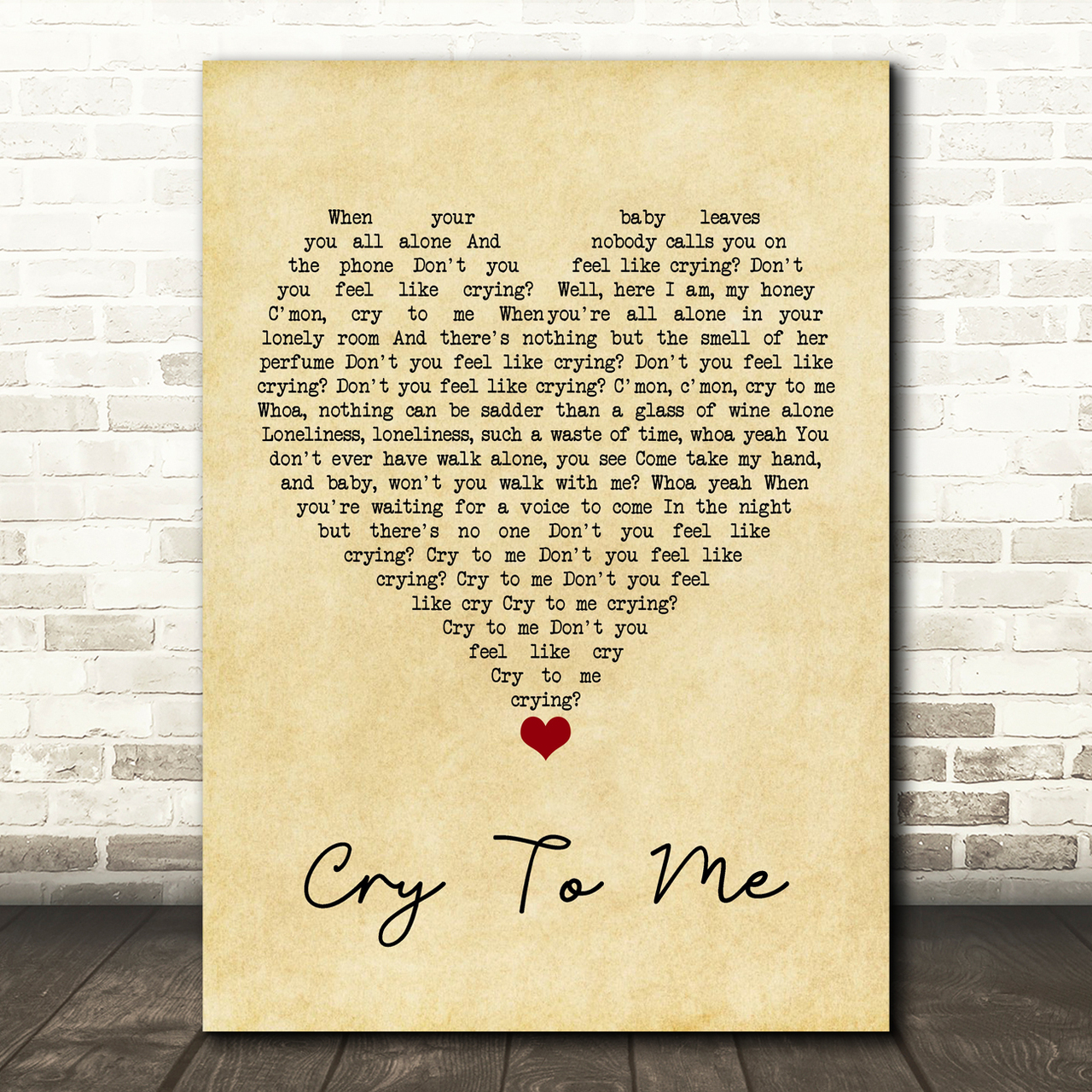 Solomon Burke Cry To Me Vintage Heart Song Lyric Quote Music Poster Print