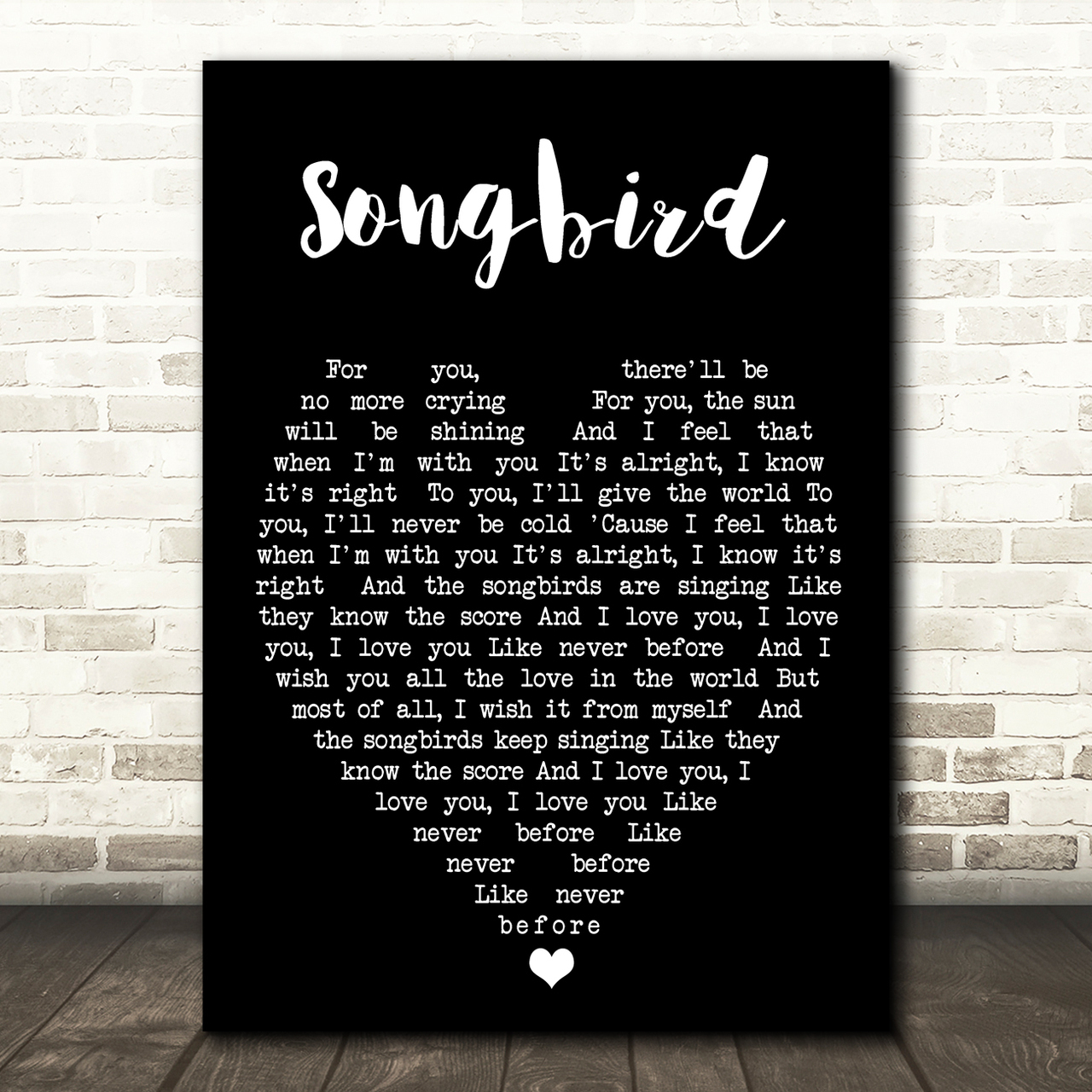 Songbird Fleetwood Mac Black Heart Quote Song Lyric Print