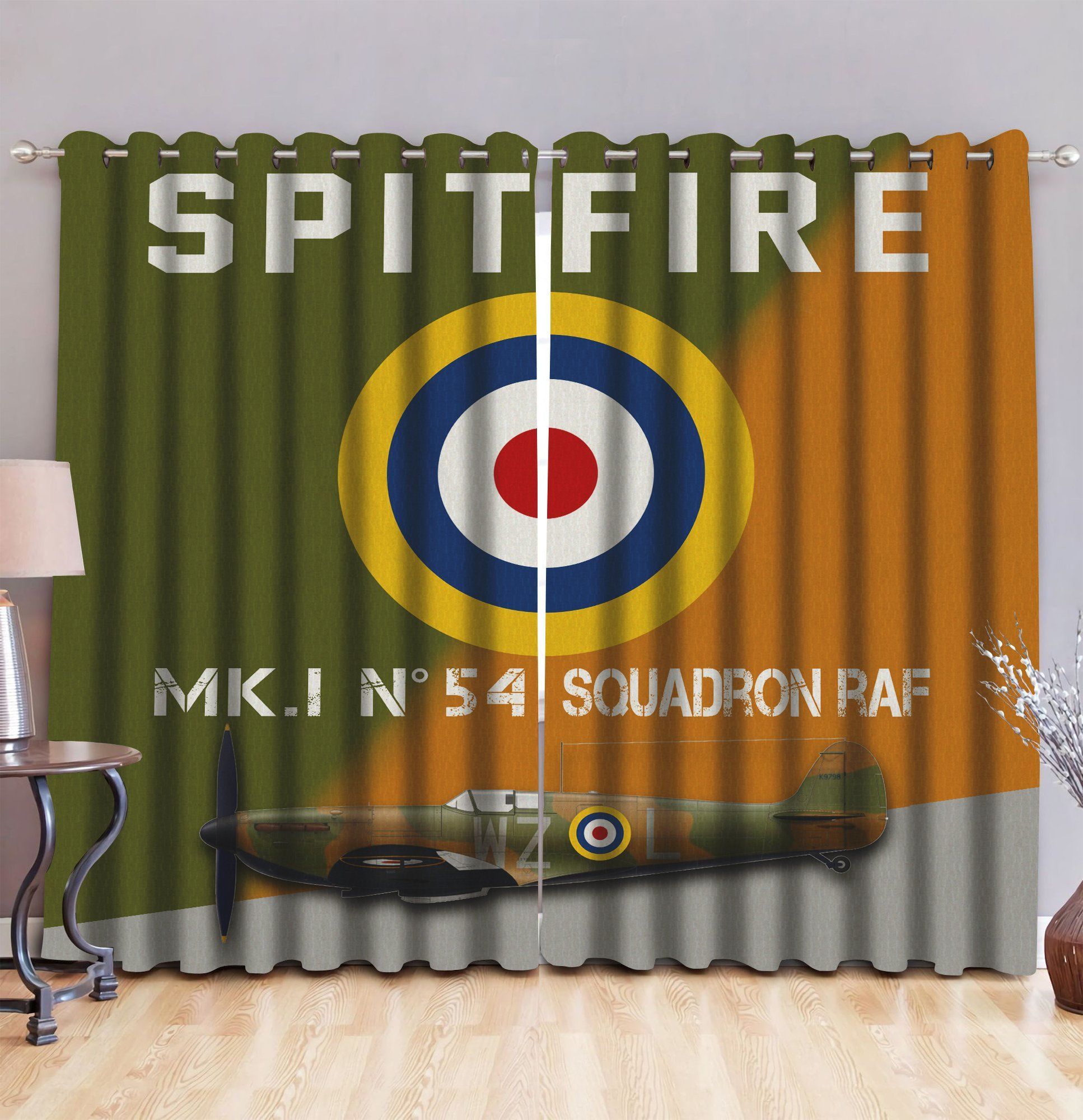 Spitfire Mkin 54 Squadron Paf Printed Window Curtain