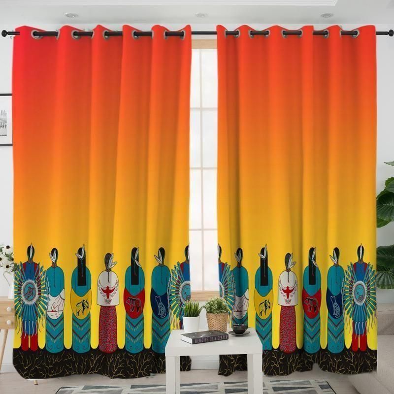Standing Together Native American Printed Window Curtain