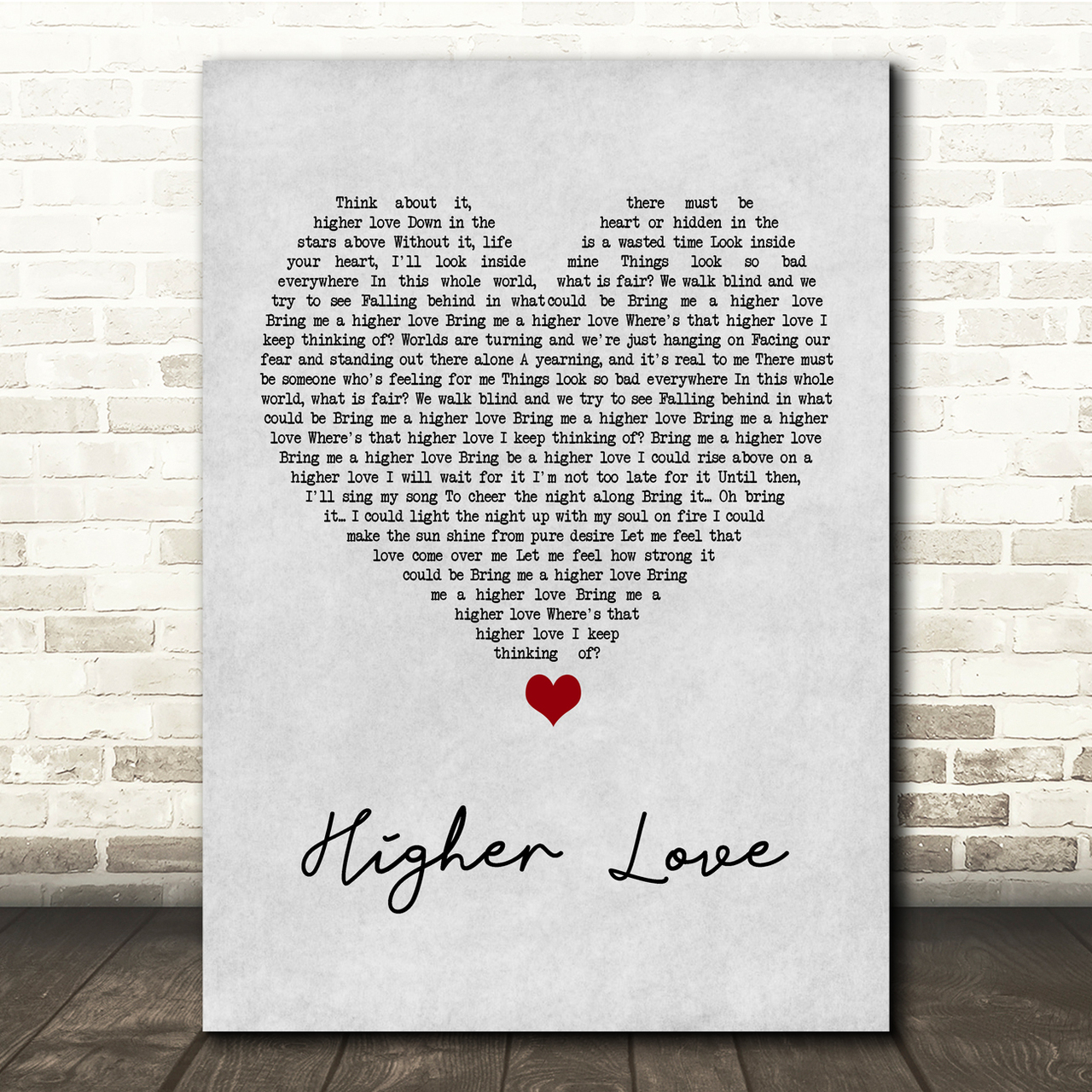 Steve Winwood Higher Love Grey Heart Song Lyric Music Print