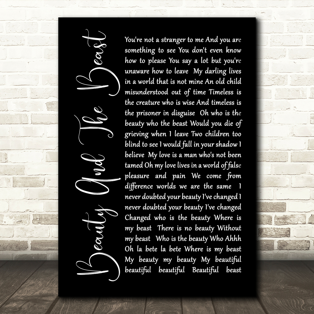 Stevie Nicks Beauty And The Beast Black Script Song Lyric Quote Print