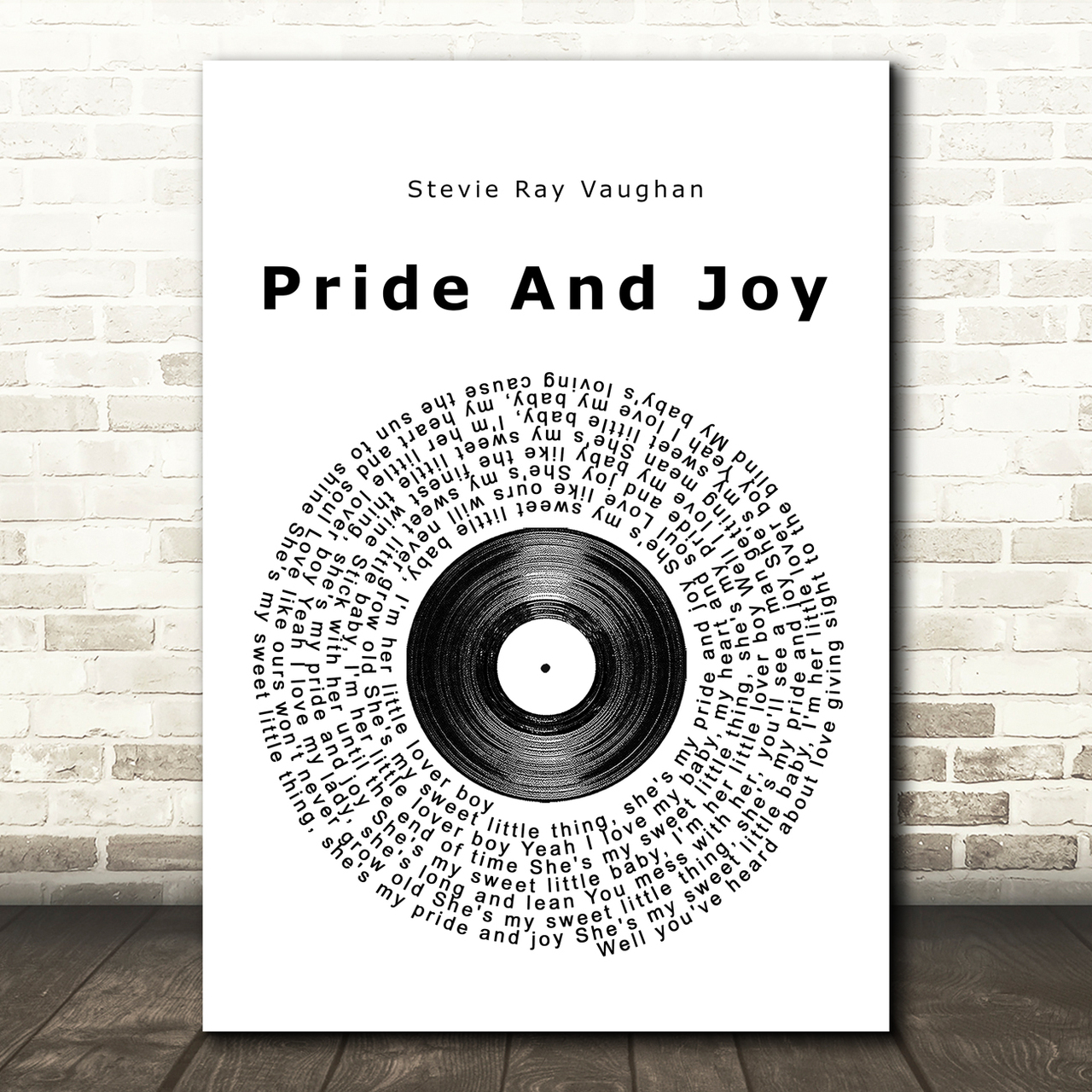 Stevie Ray Vaughan Pride And Joy Vinyl Record Song Lyric Music Print