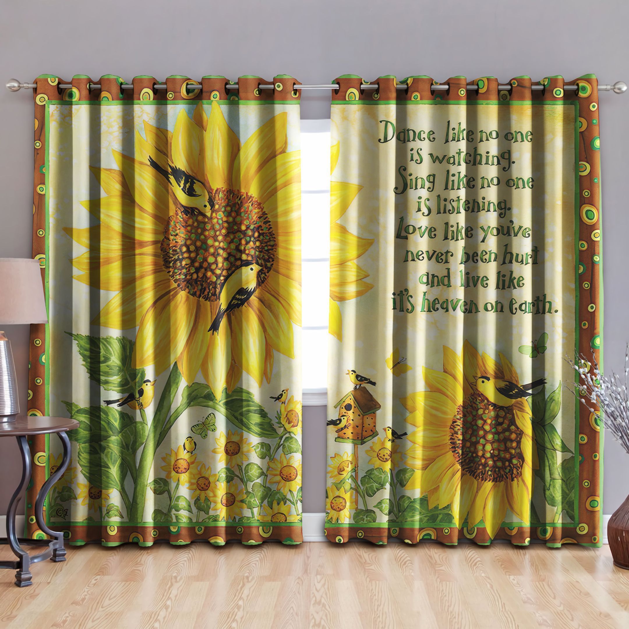 Sunflower Dancing Like No One Watching Printed Window Curtain