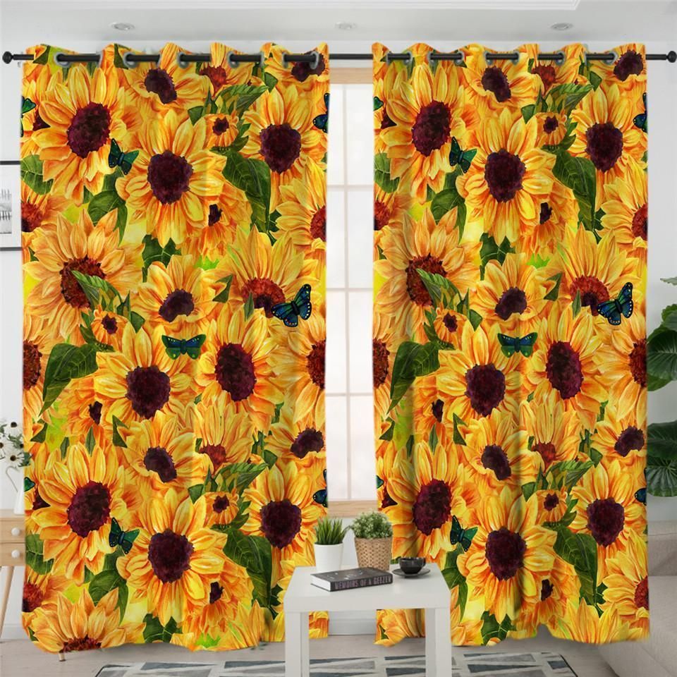 Sunflower Themed Window Curtain Home Decor