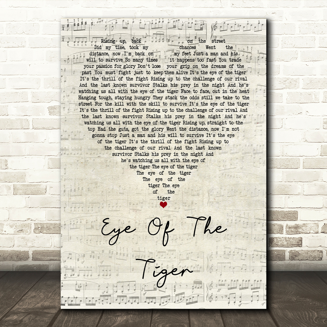 Survivor Eye Of The Tiger Script Heart Song Lyric Print