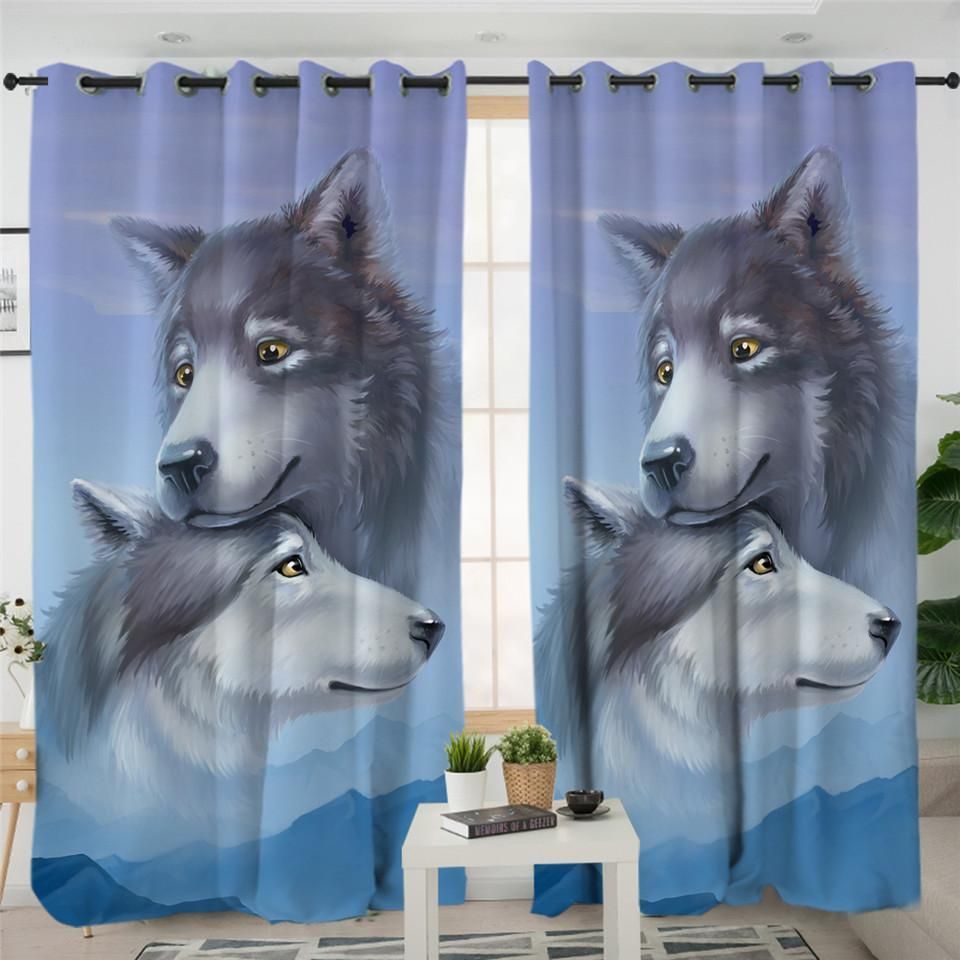 Tamed Wolfs 3D Printed Window Curtain Home Decor