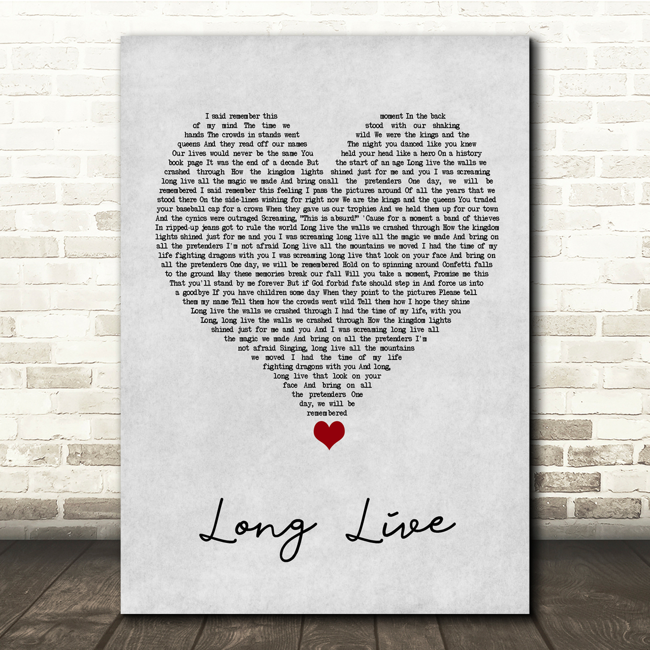 Taylor Swift Long Live Grey Heart Song Lyric Quote Music Poster Print