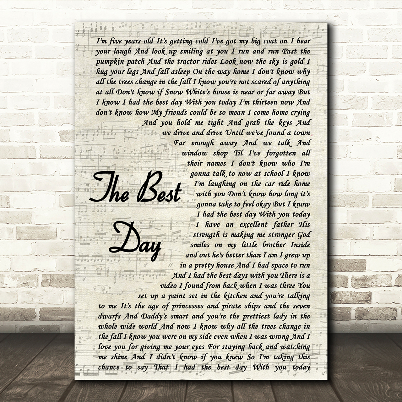 Taylor Swift The Best Day Vintage Script Song Lyric Music Print