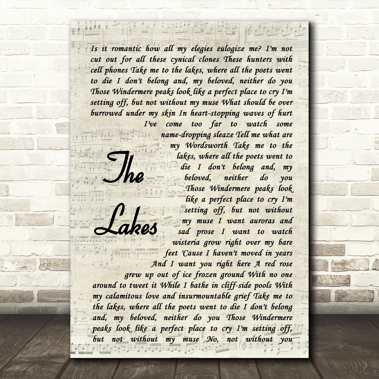 Taylor Swift The Lakes Vintage Script Song Lyric Art Print