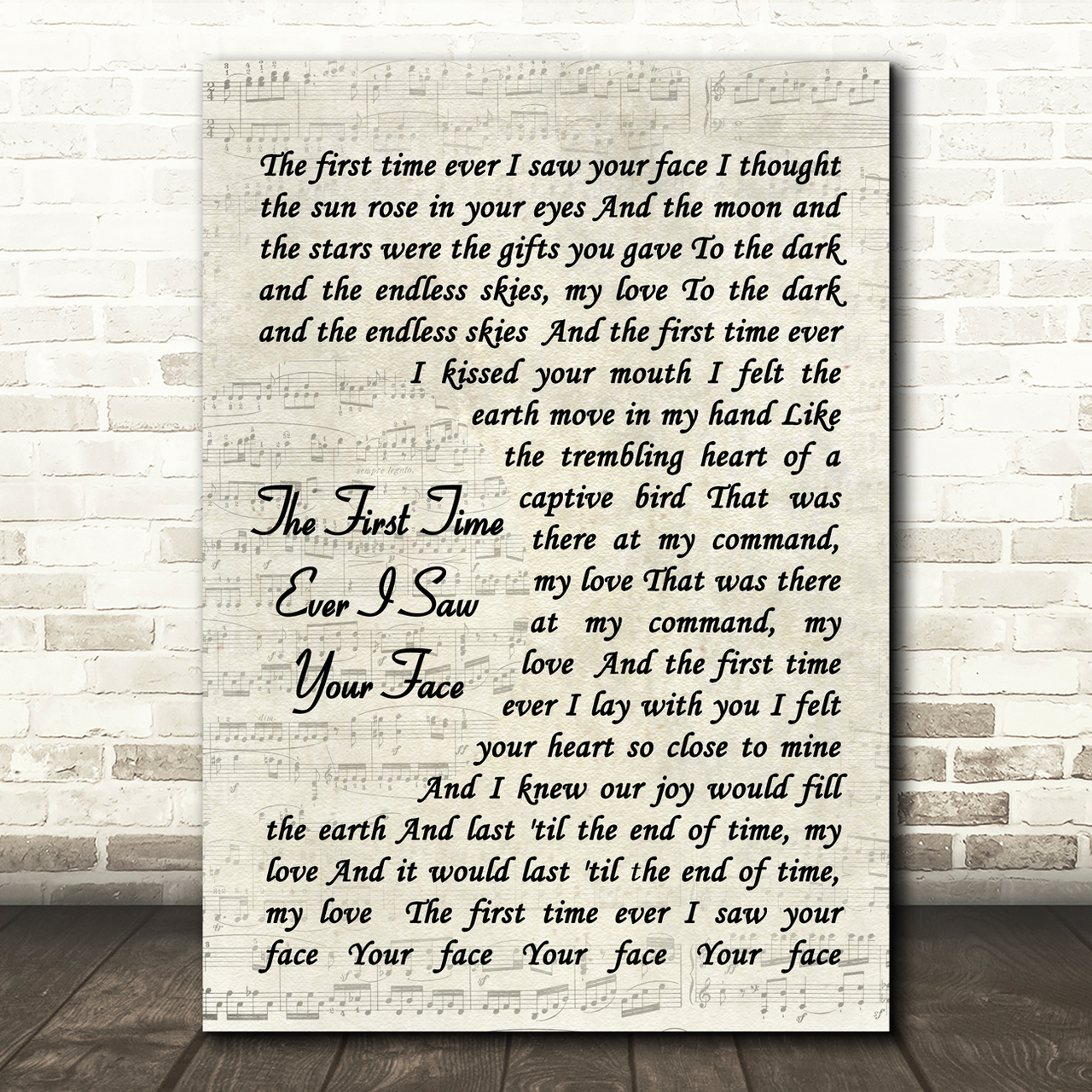 The First Time Ever I Saw Your Face Roberta Flack Song Lyric Script Print