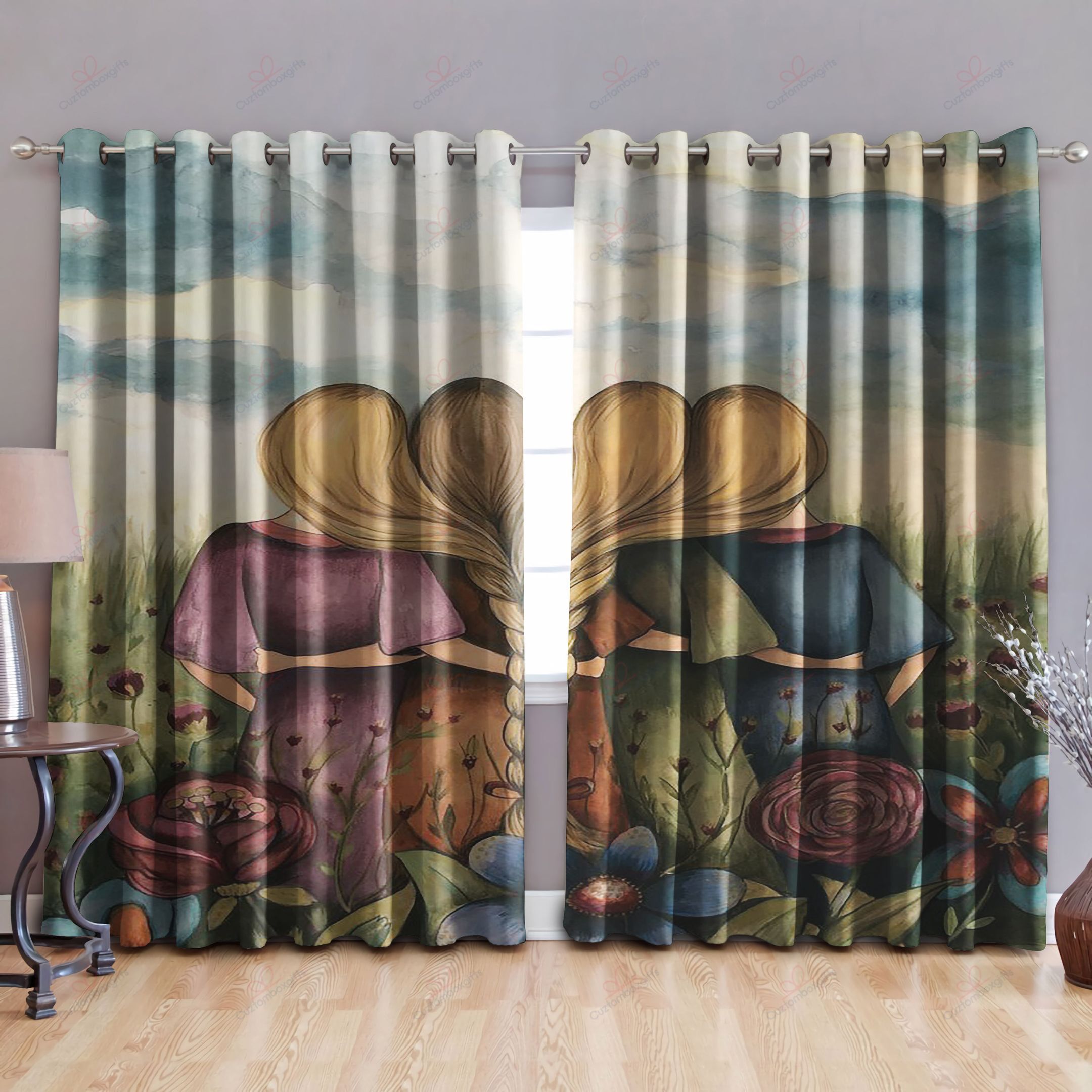 The Four Sisters Best Friends Printed Window Curtain Home Decor