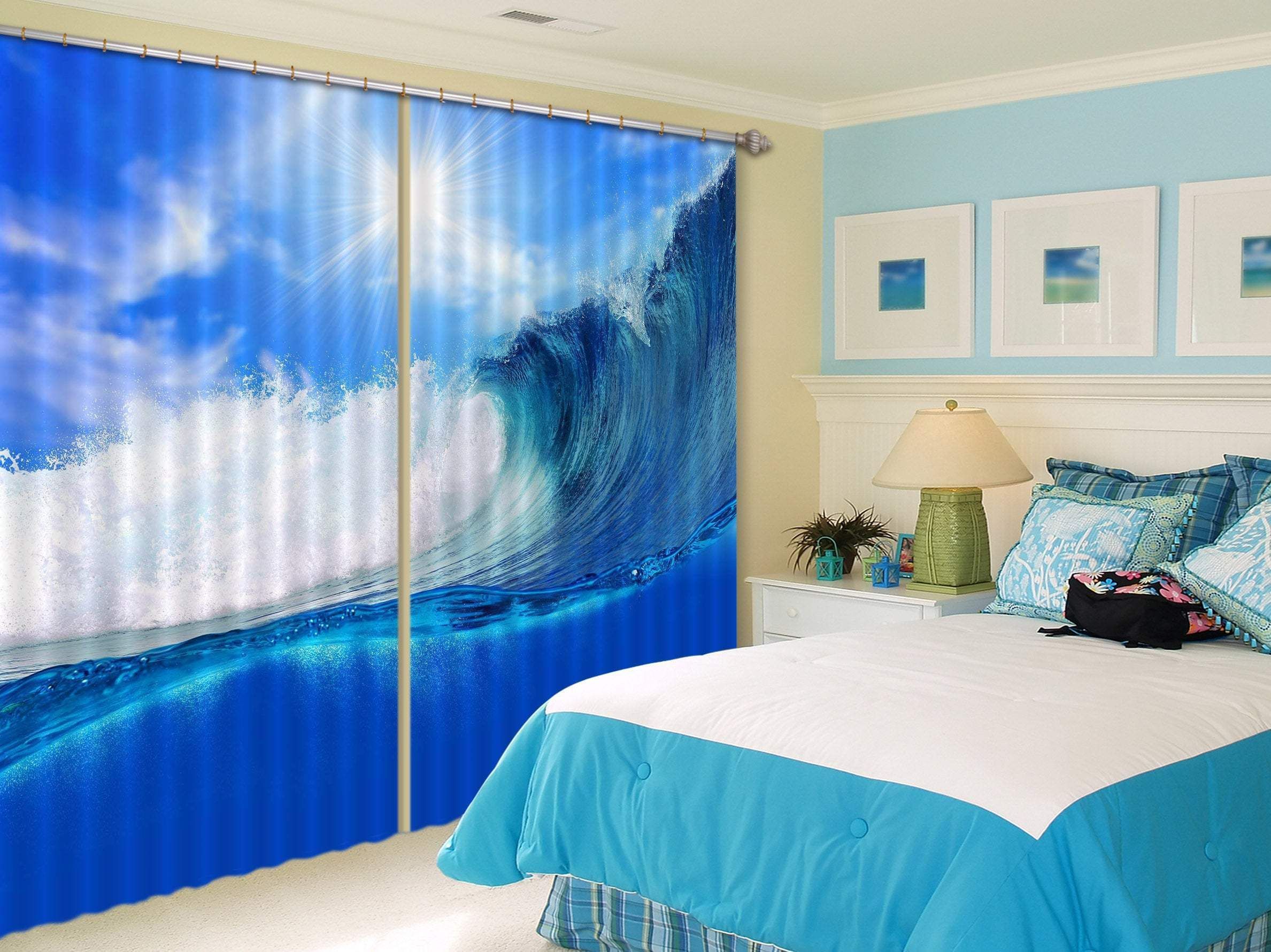 The Great Of Sea Wave Printed Window Curtain