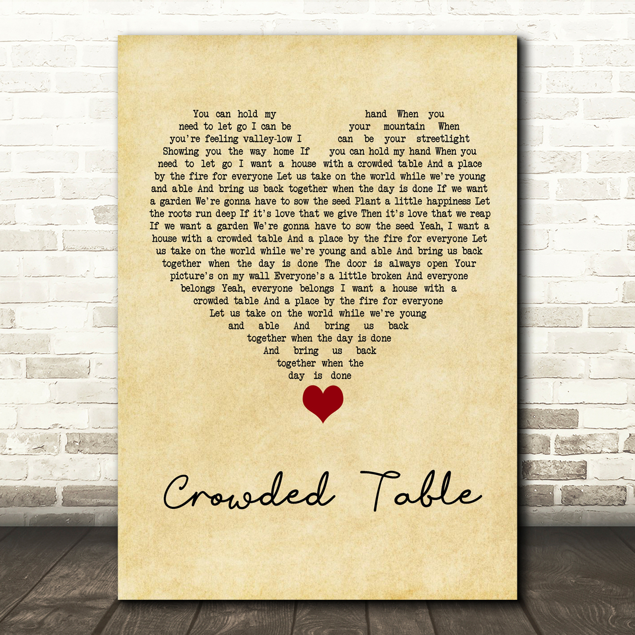 The Highwomen Crowded Table Vintage Heart Song Lyric Quote Music Poster Print