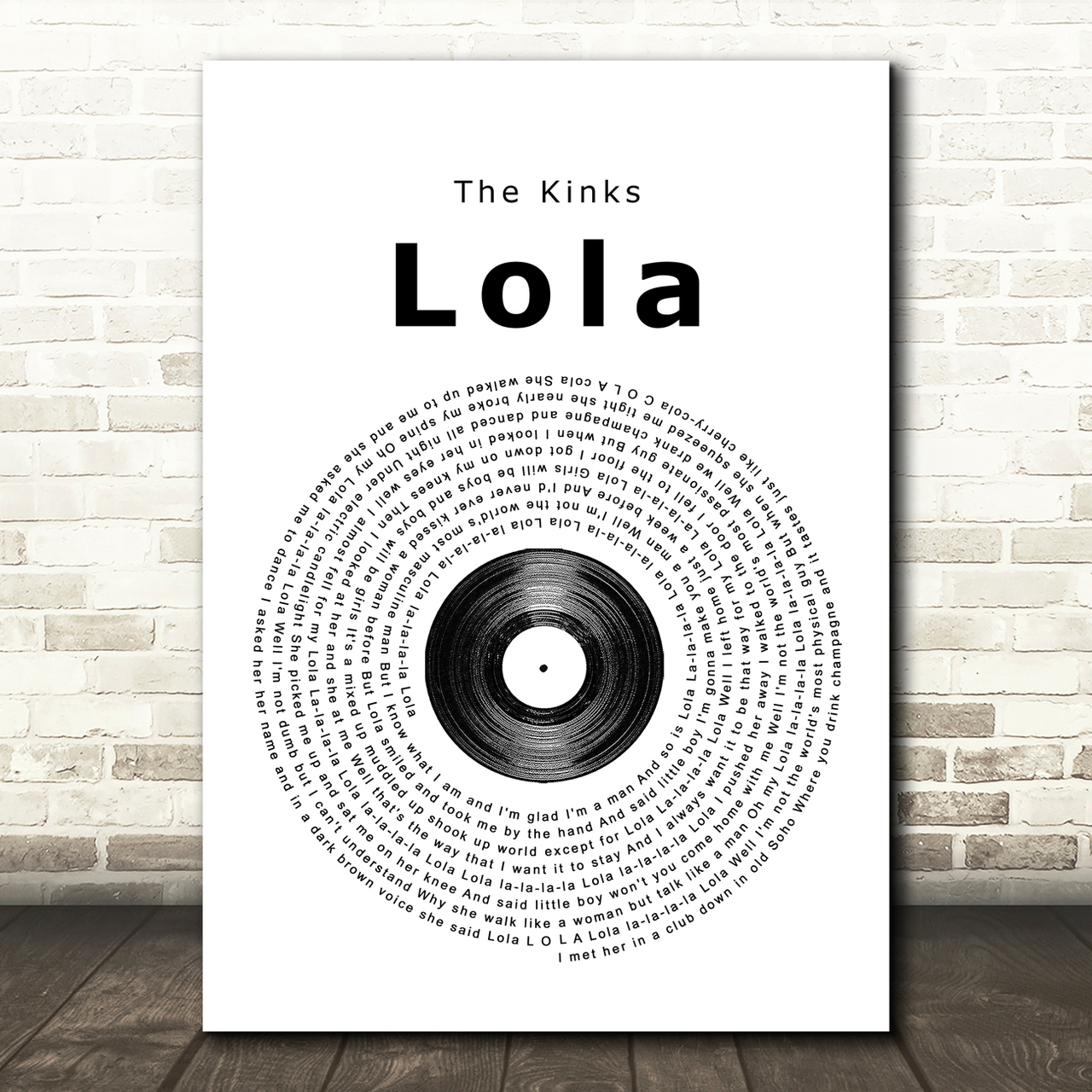 The Kinks Lola Vinyl Record Song Lyric Print