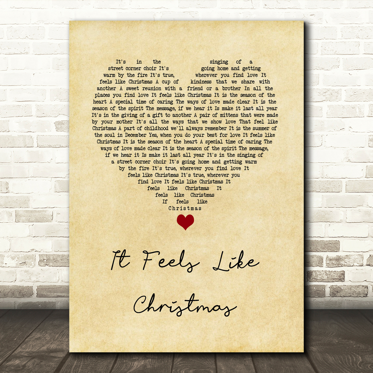 The Muppets It Feels Like Christmas Vintage Heart Song Lyric Quote Music Poster Print
