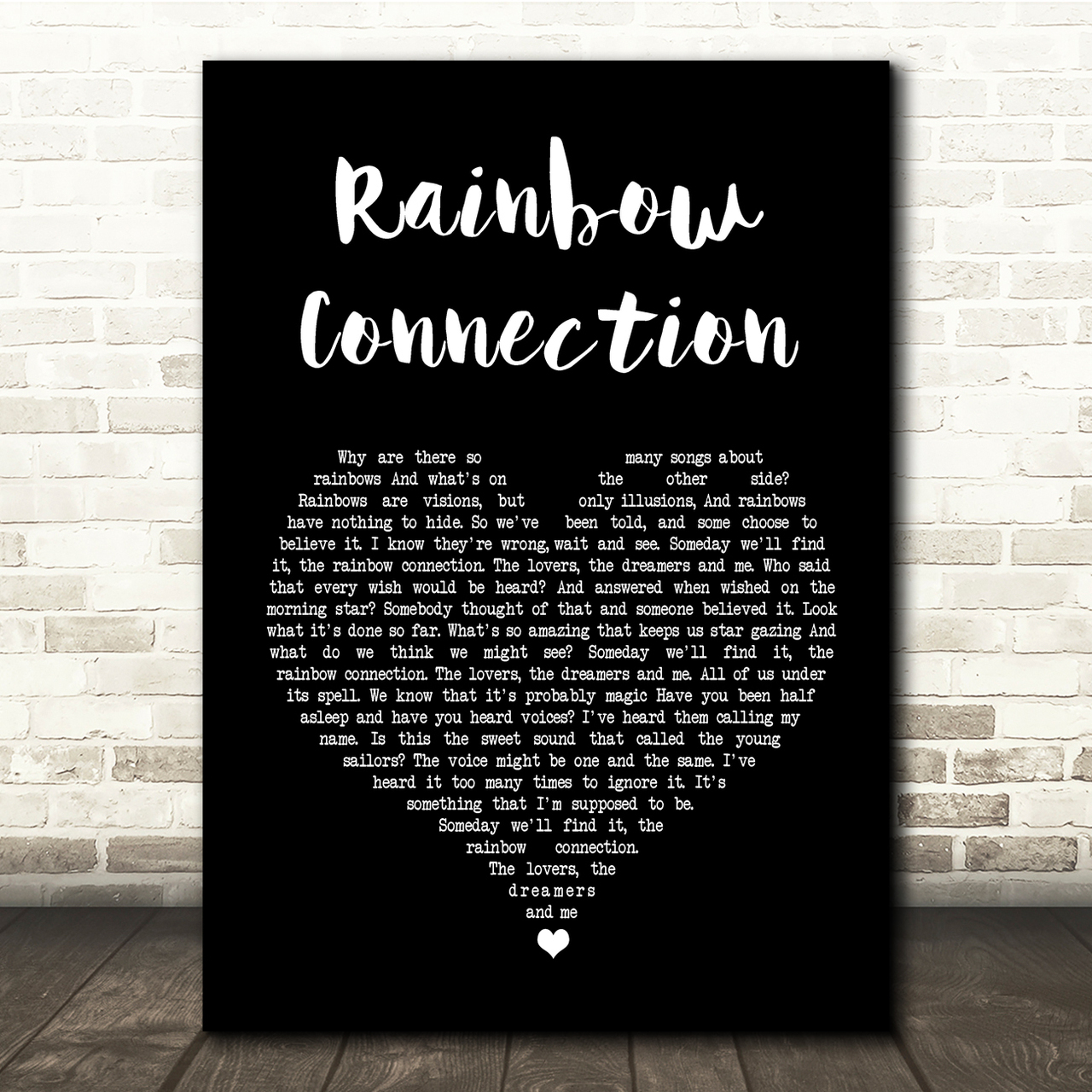 The Muppets Rainbow Connection Black Heart Song Lyric Quote Print
