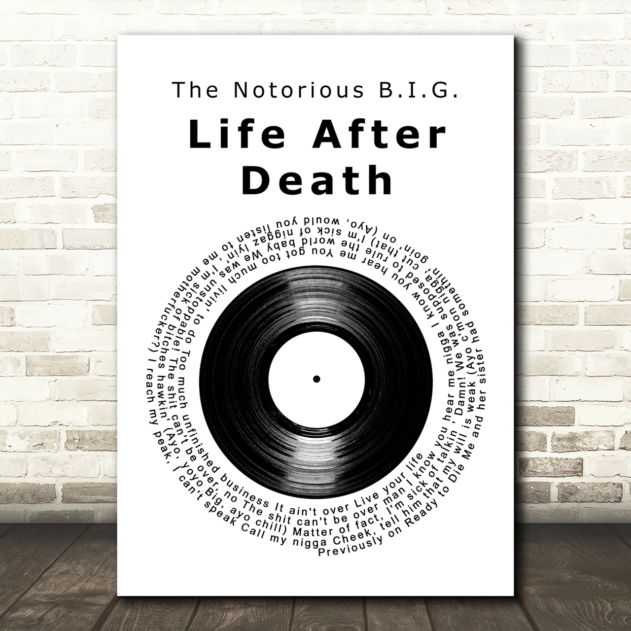 The Notorious B.I.G. Life After Death Vinyl Record Song Lyric Art Print