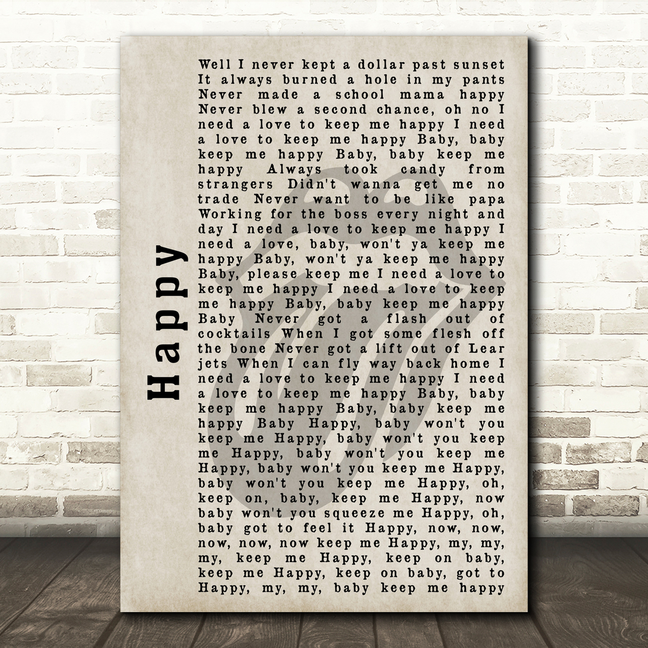 The Rolling Stones Happy Shadow Song Lyric Print