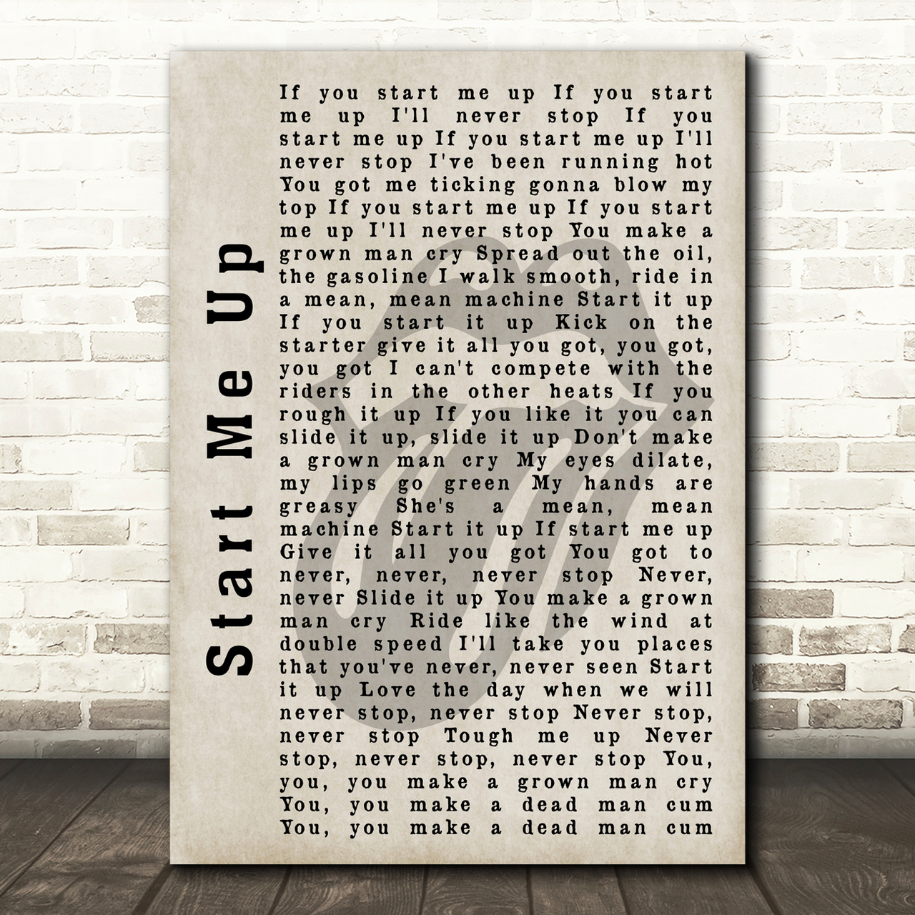The Rolling Stones Start Me Up Shadow Song Lyric Print