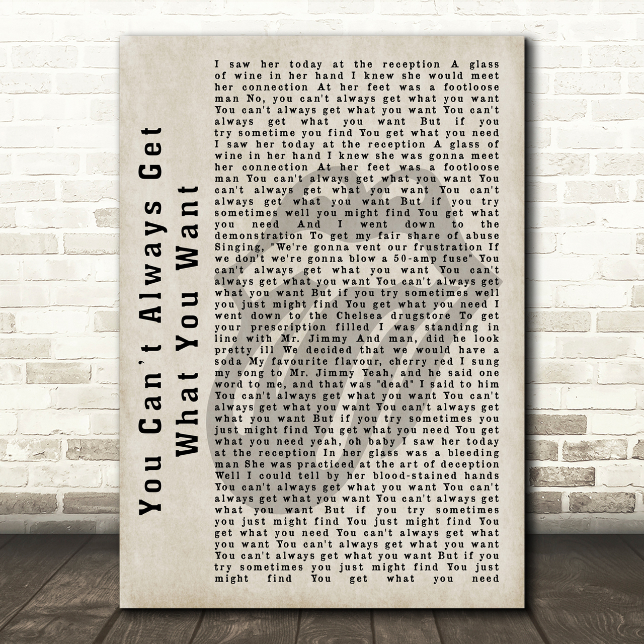 The Rolling Stones You Cant Always Get What You Want Shadow Song Lyric Print