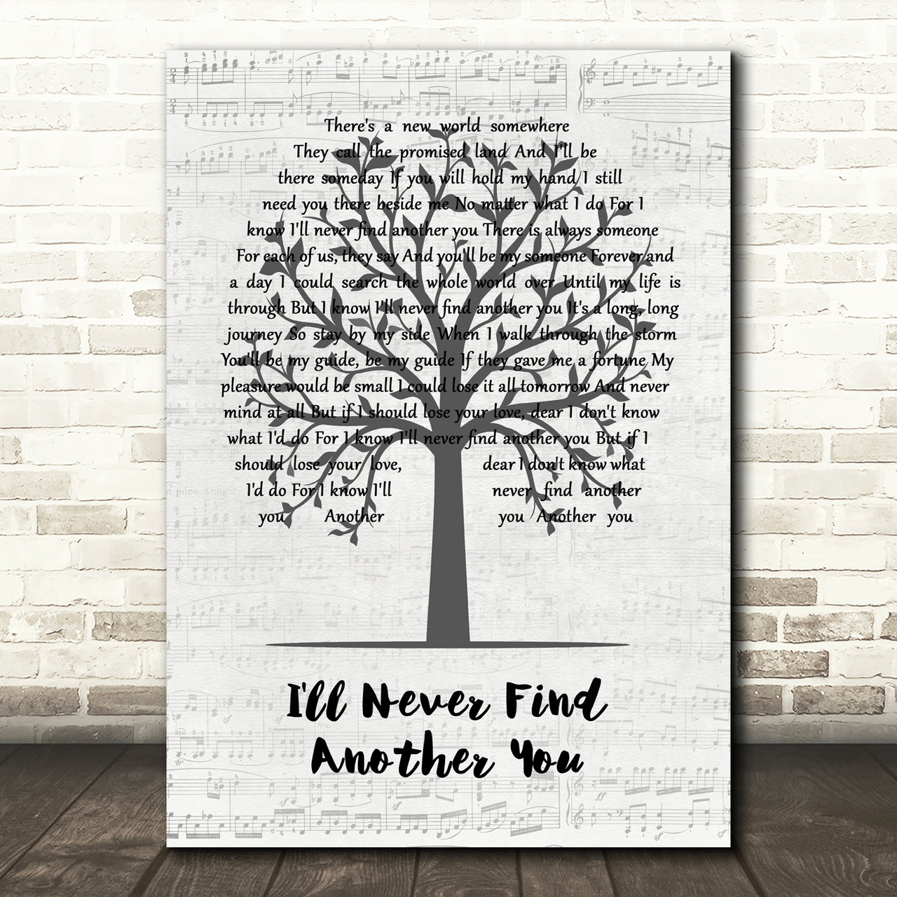 The Seekers I'll Never Find Another You Music Script Tree Song Lyric Wall Art Print