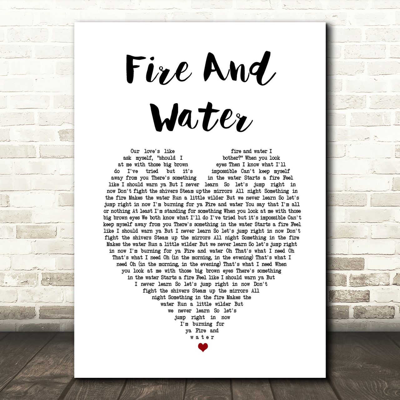 The Wandering Hearts Fire And Water White Heart Song Lyric Art Print