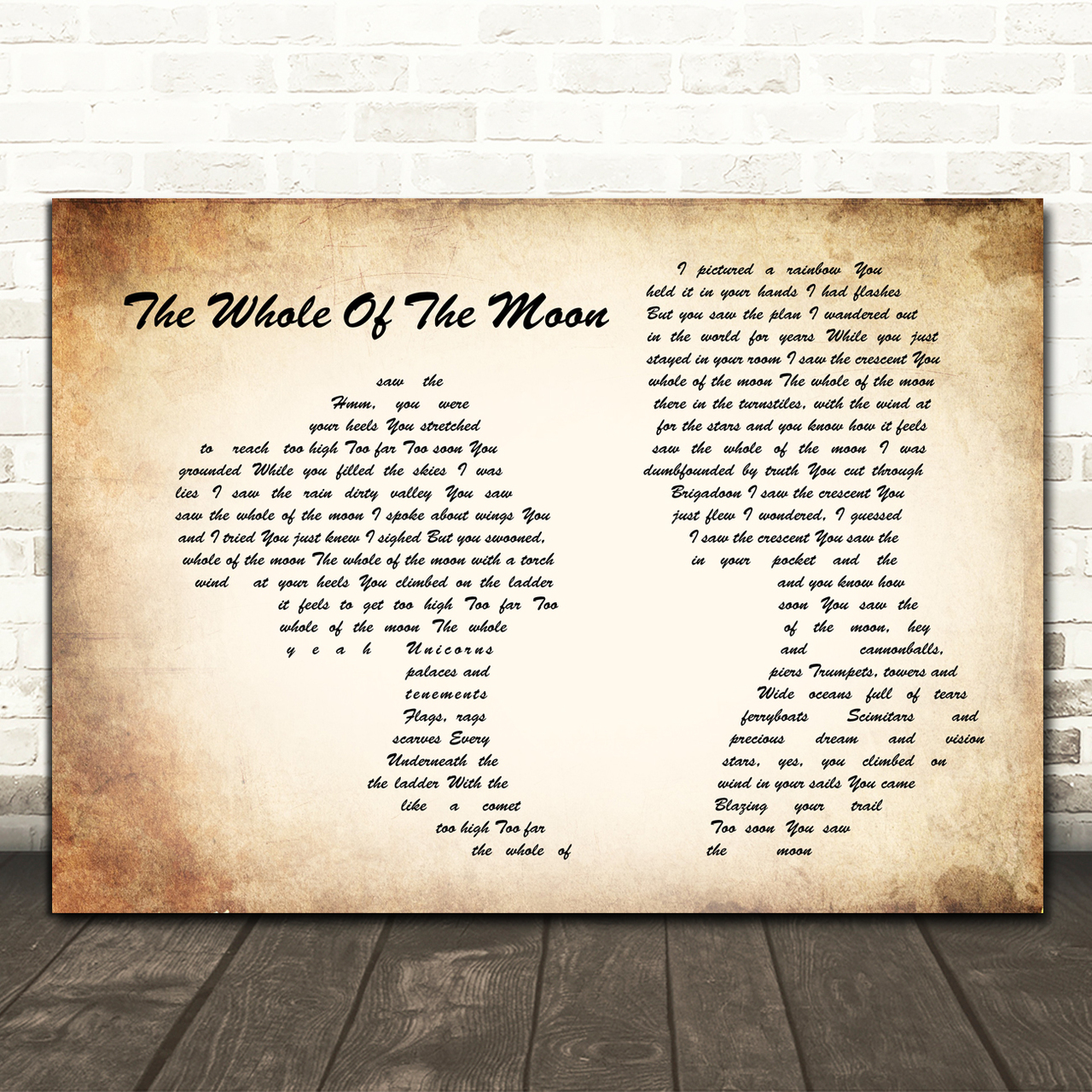 The Waterboys The Whole Of The Moon Man Lady Couple Song Lyric Quote Music Poster Print