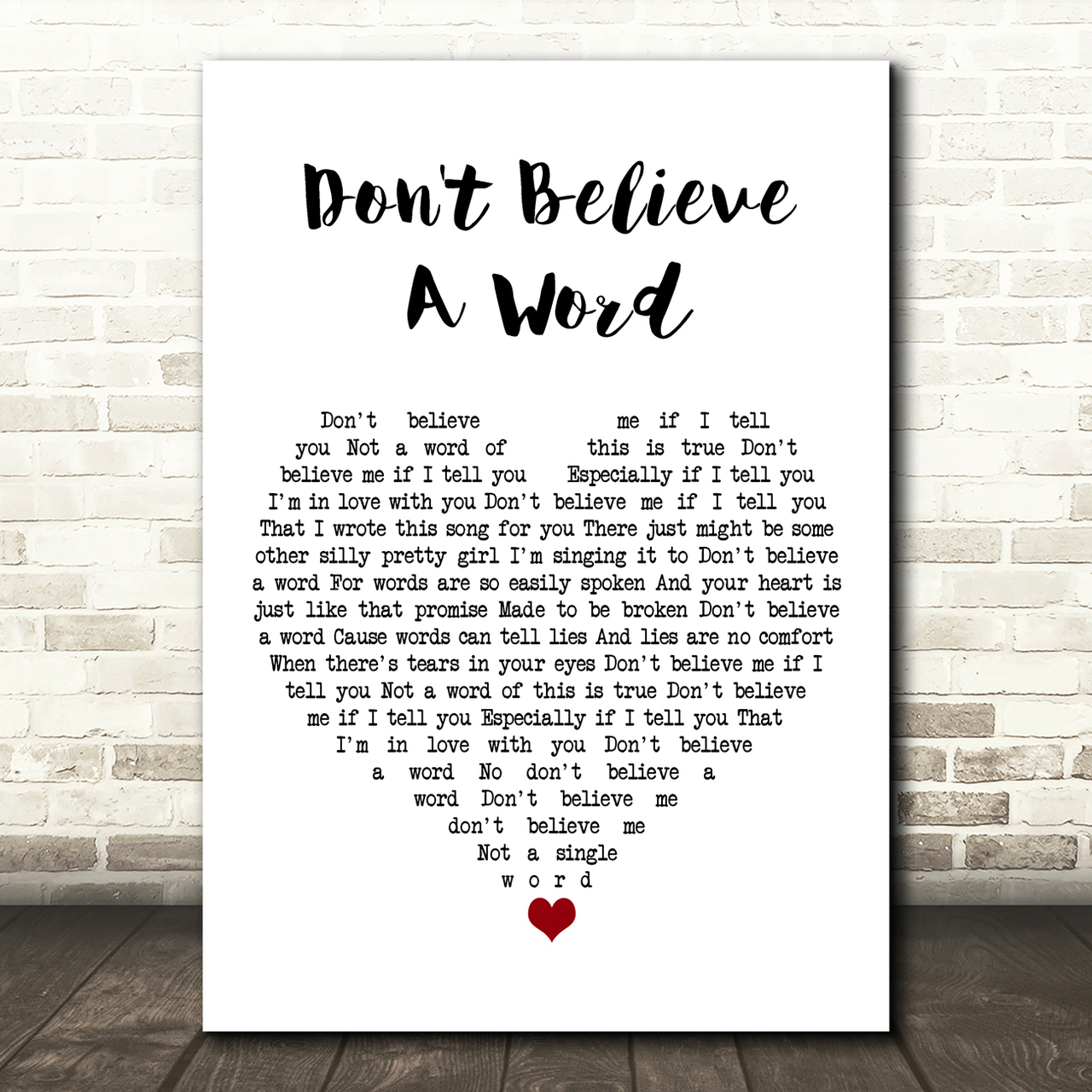 Thin Lizzy Don't Believe A Word White Heart Song Lyric Art Print
