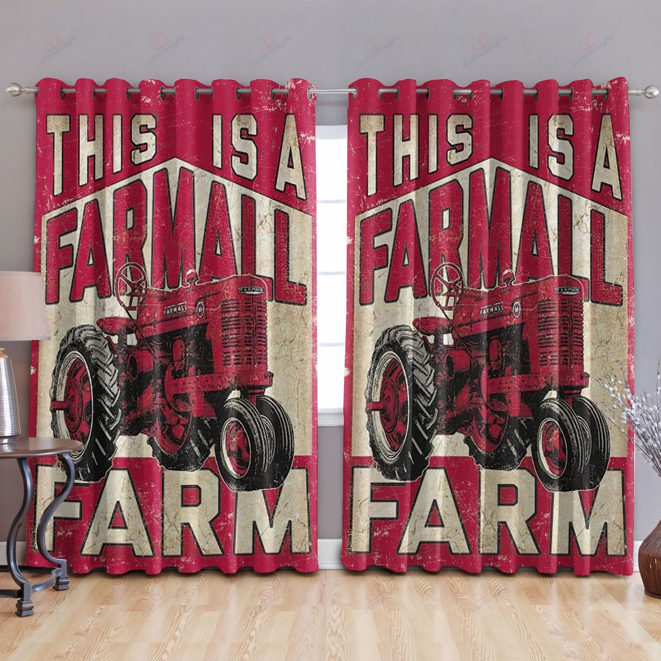 This Is A Farmall Farm Printed Window Curtain Home Decor