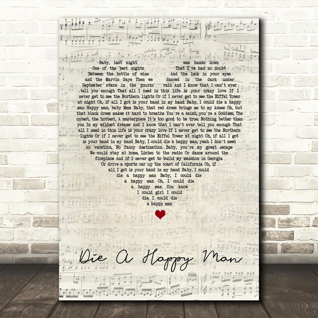 Thomas Rhett Die A Happy Man Script Heart Song Lyric Print
