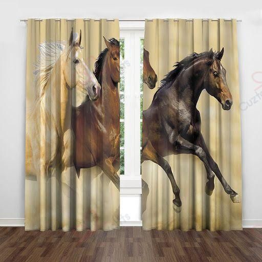 Three Horse Printed Window Curtain Home Decor