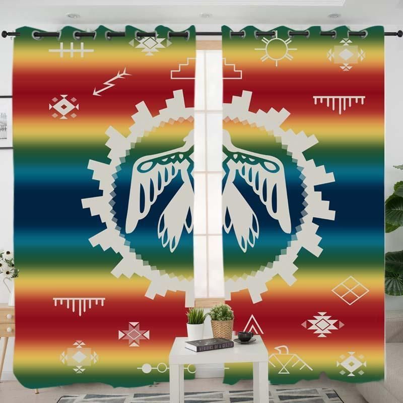 Thunderbird Rainbow Native American Pride Printed Window Curtains Home Decor