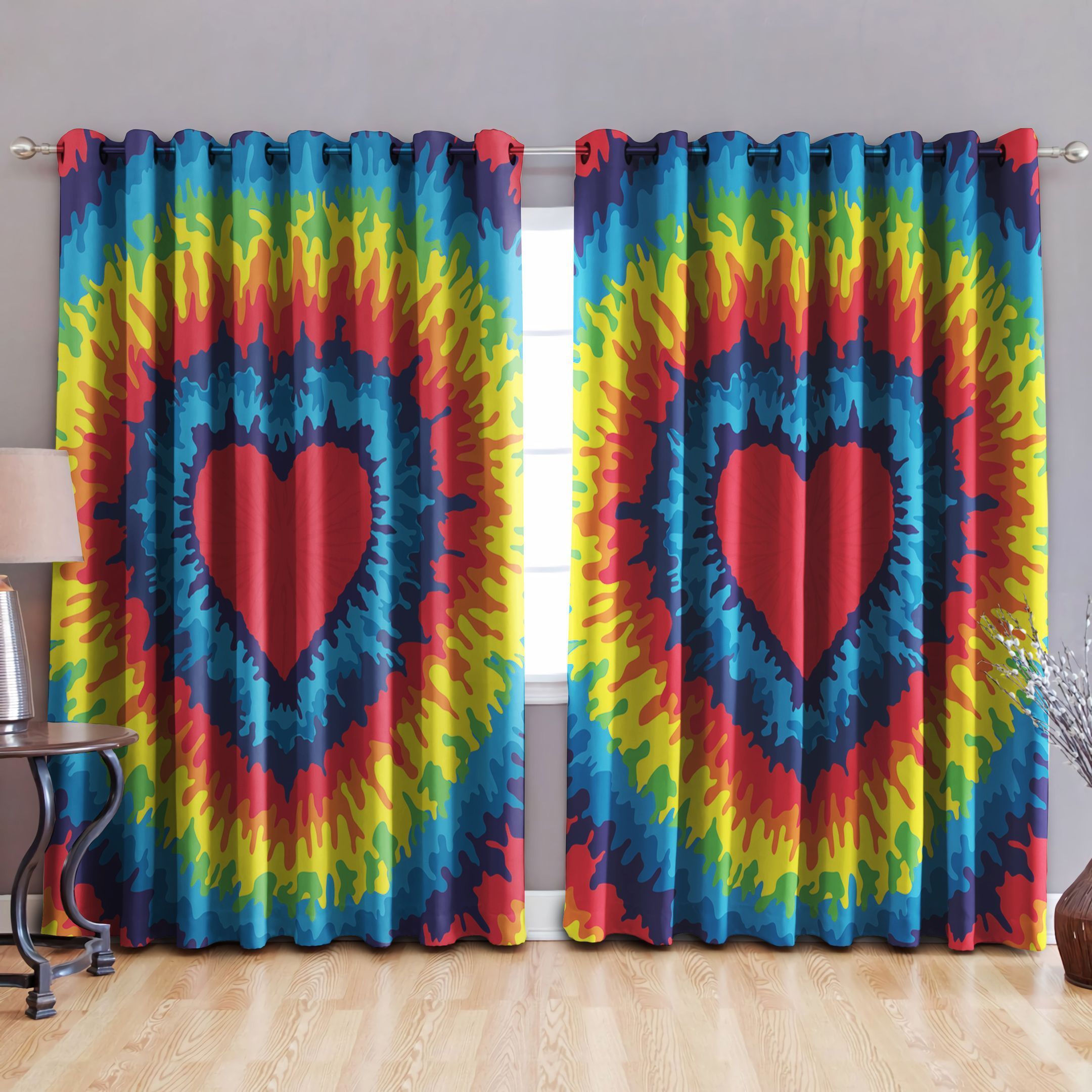 Tie Dye Hippie Printed Window Curtain Home Decor