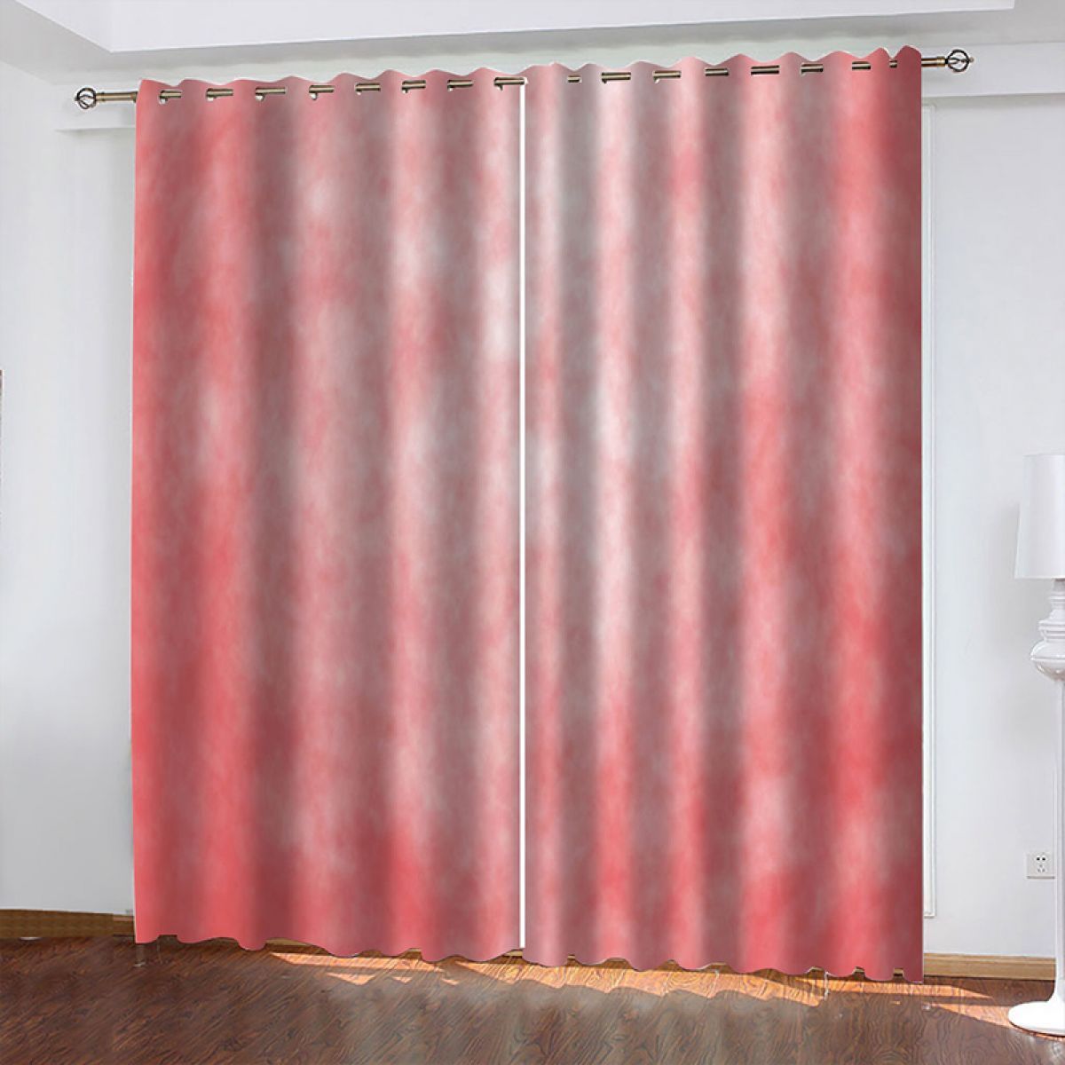 Tie Dye Pattern Pink And White Printed Window Curtain Home Decor