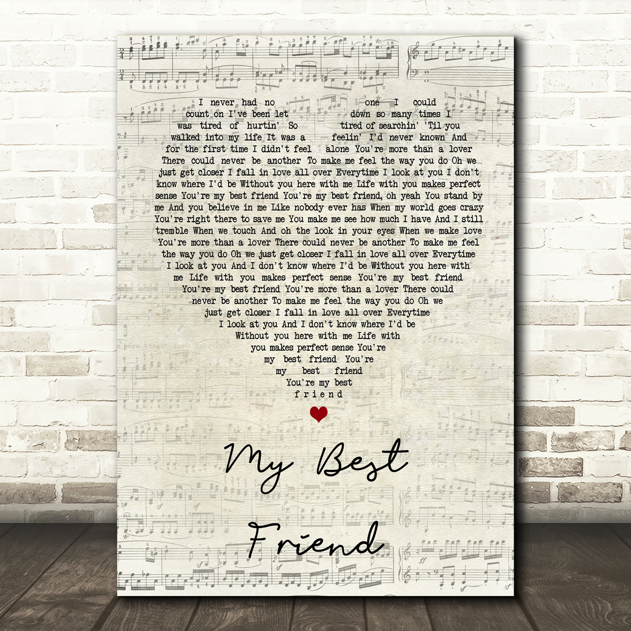 Tim McGraw My Best Friend Script Heart Song Lyric Print