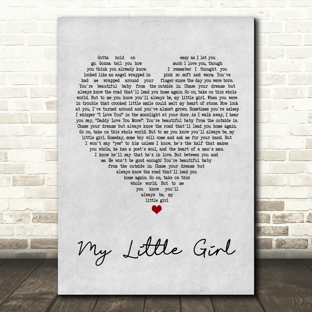 Tim McGraw My Little Girl Grey Heart Song Lyric Print