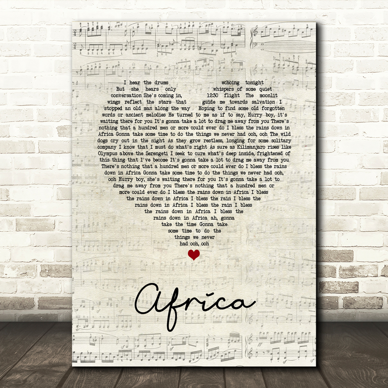 Toto Africa Script Heart Song Lyric Quote Music Poster Print