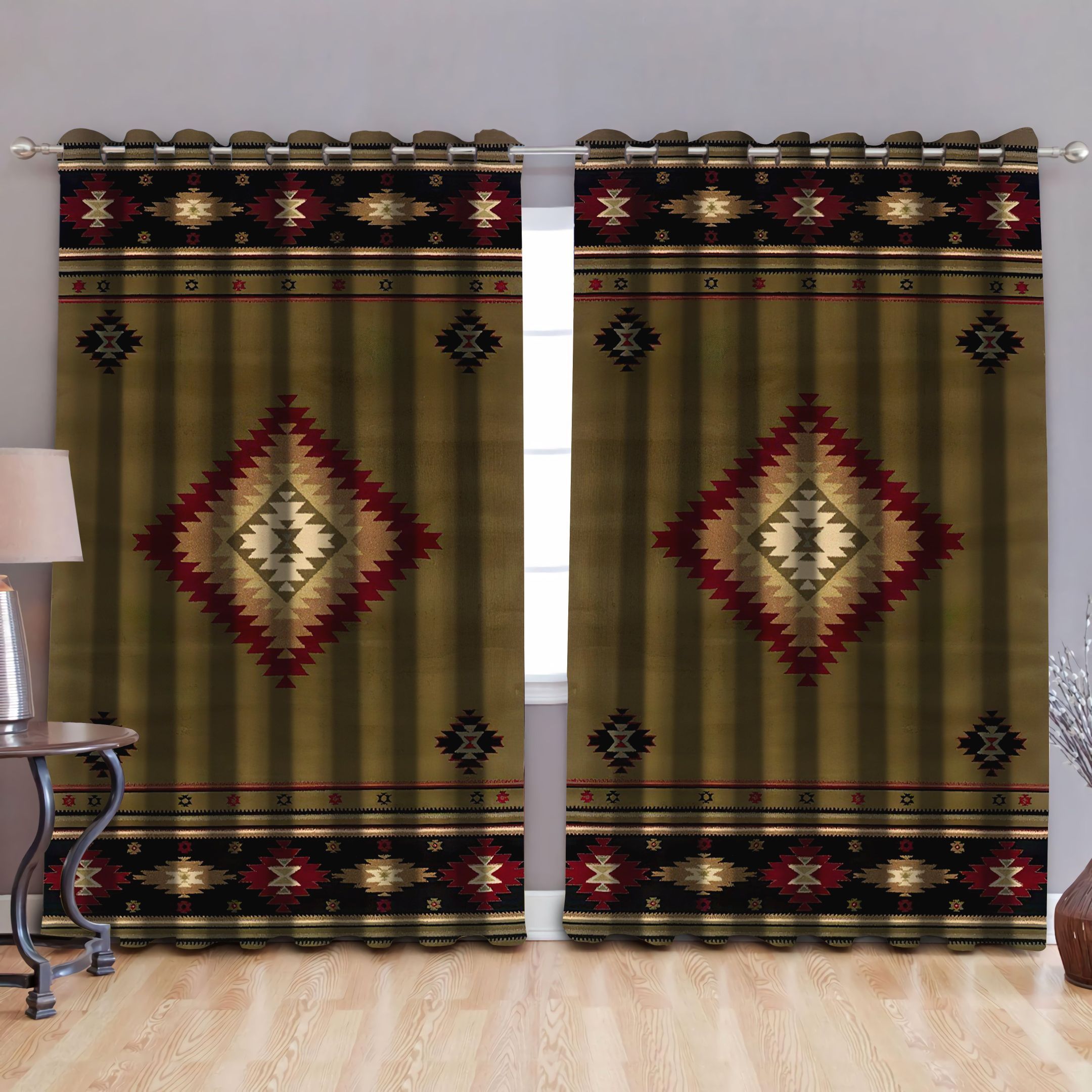 Traditional Pattern Printed Window Curtains Home Decor