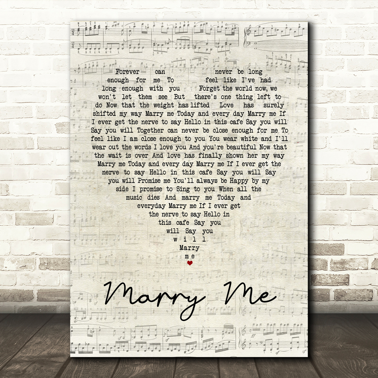 Train Marry Me Script Heart Song Lyric Print