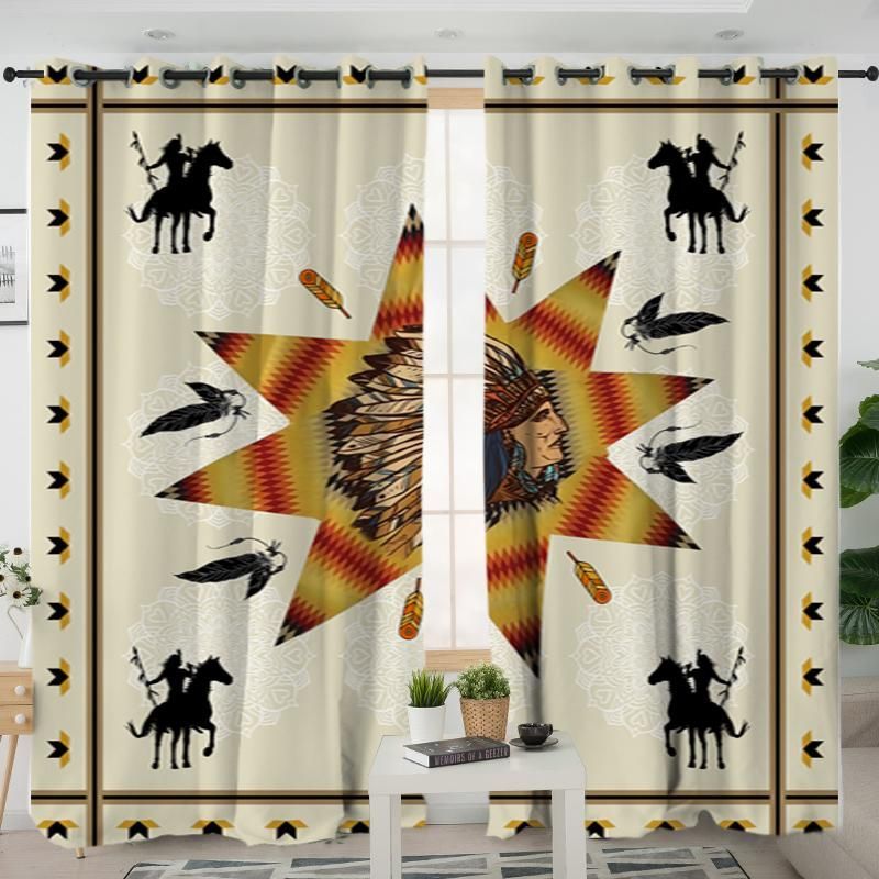 Tribe Chief & Warriors Native American Printed Window Curtains Home Decor