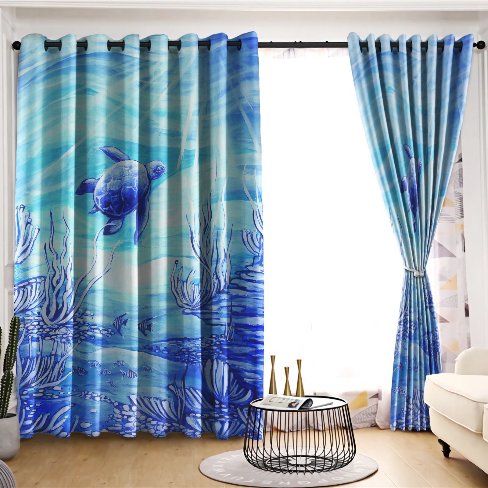 Turtle Mysterious Life Under The Sea Printed Window Curtain Home Decor